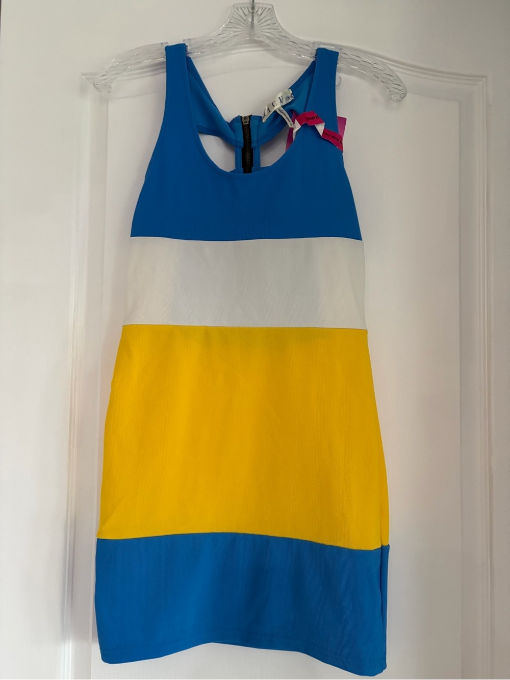 Colorblock Tank Dress in Blue, White & Yellow